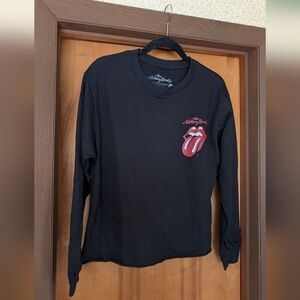 Rolling Stones Black Crew Neck Cropped Sweatshirt